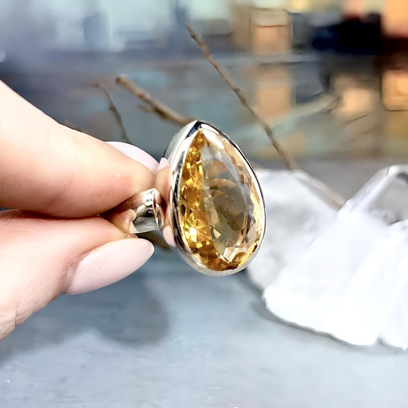 Citrine Gemstone Evening Ring