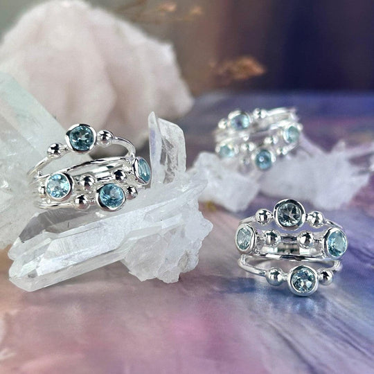 Blue Topaz Multi Stone Atom Ring