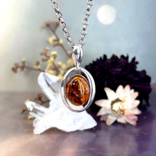 Baltic Cognac Amber Oval Pendant