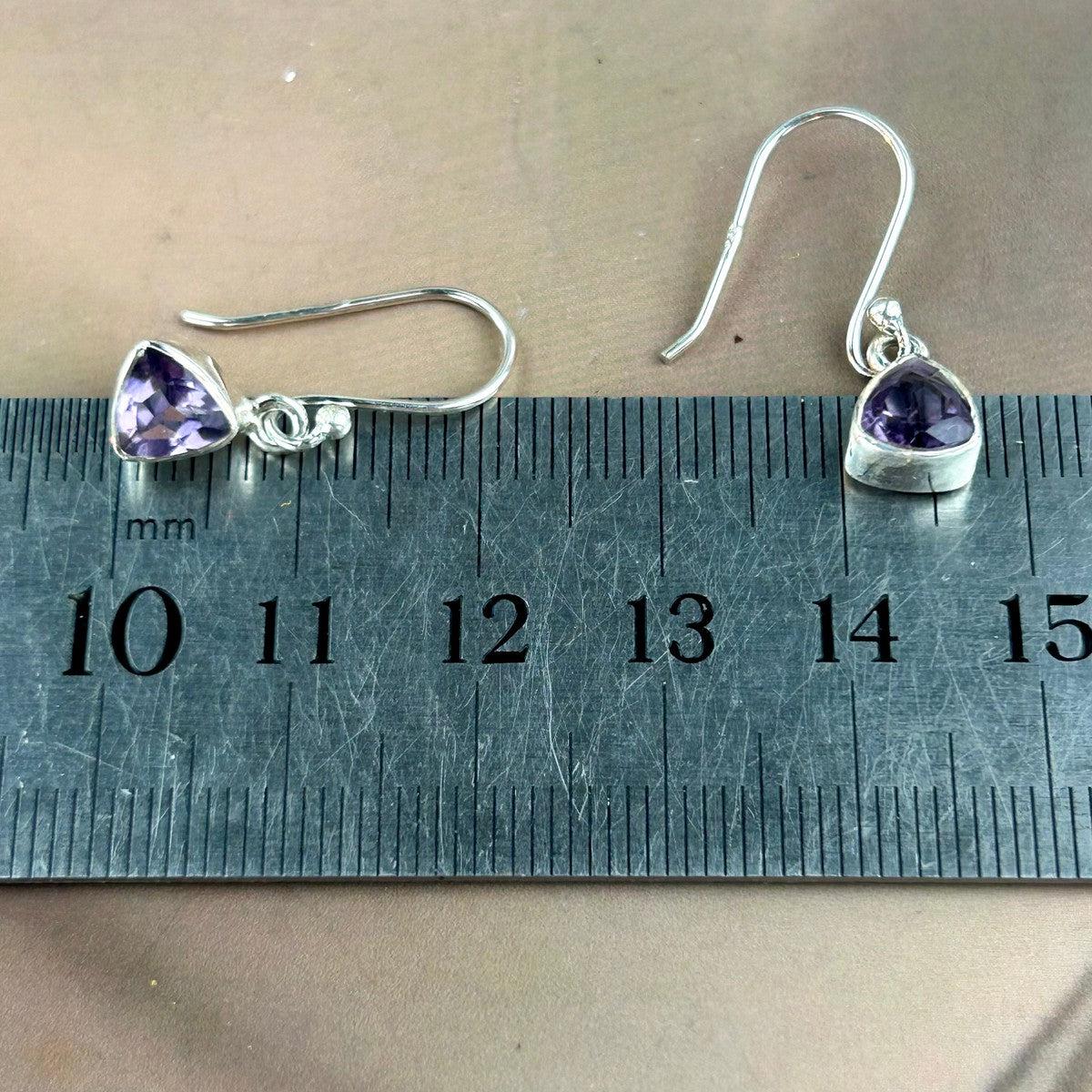 Amethyst Trillion Dangly Earrings