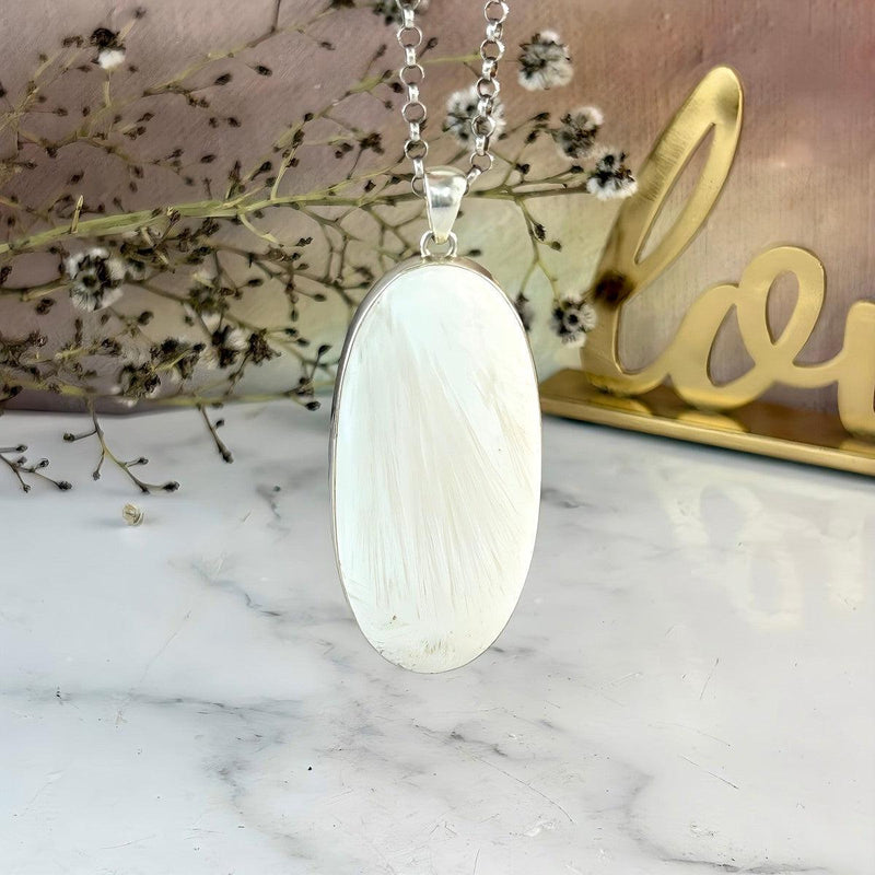 Scolecite Elongated Oval Large Pendant