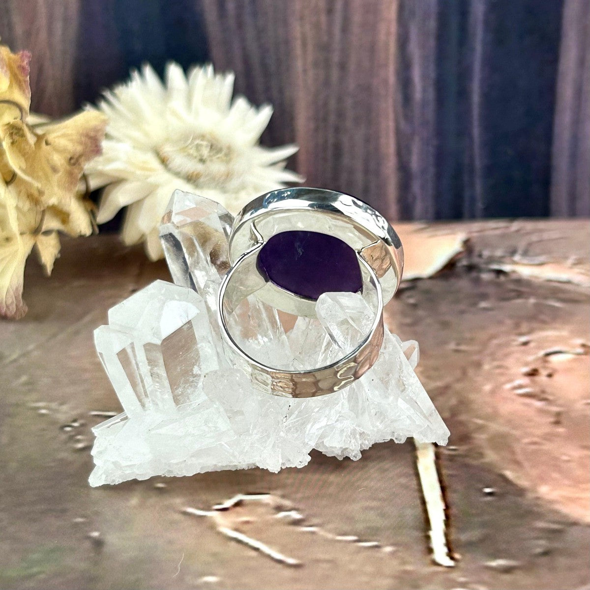 Women's Large Size Amethyst Ring