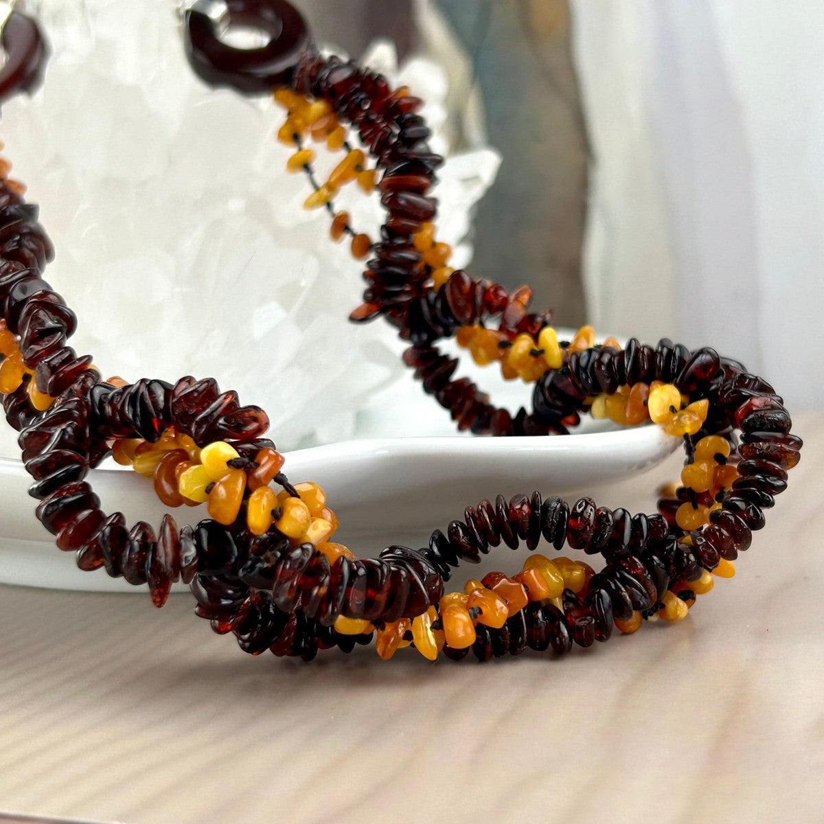 Interwoven Strands Amber Necklace