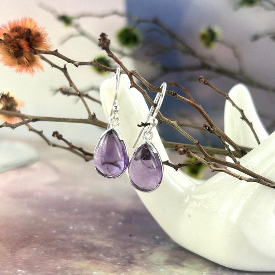 Amethyst Teardrop Drop Earrings
