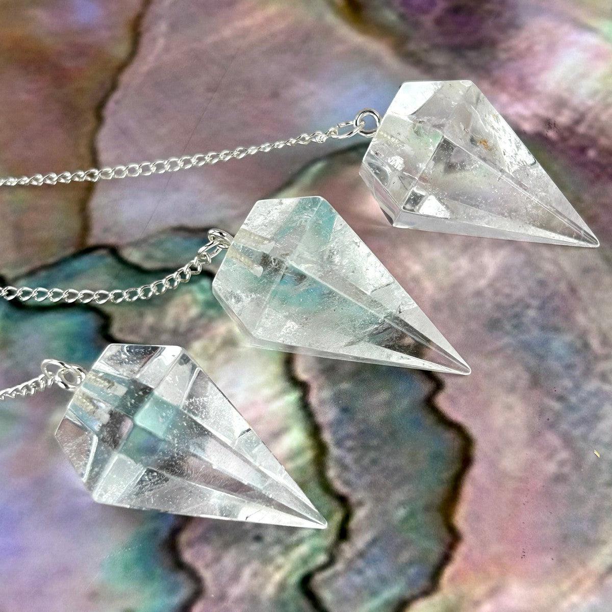 Crystal Sterling Silver Chain Pendulum