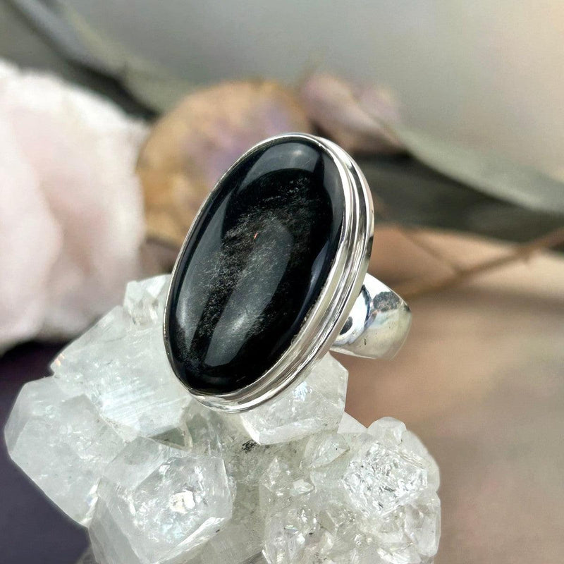 Silver Sheen Obsidian Ring