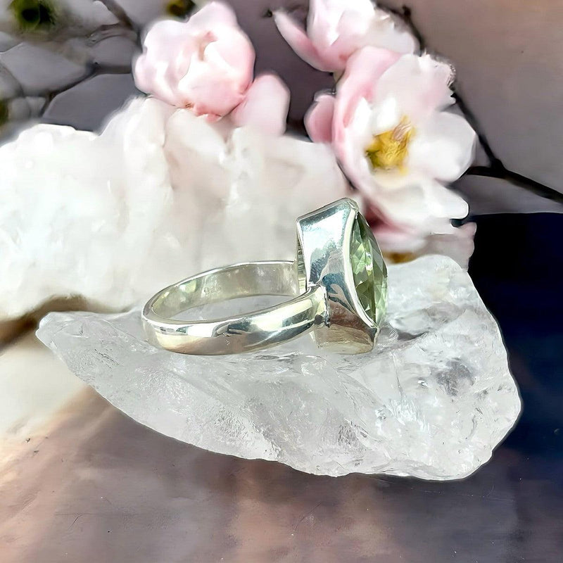 Green Amethyst Pear Ring