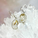 Golden Rutile Quartz Oval Drop Earrings