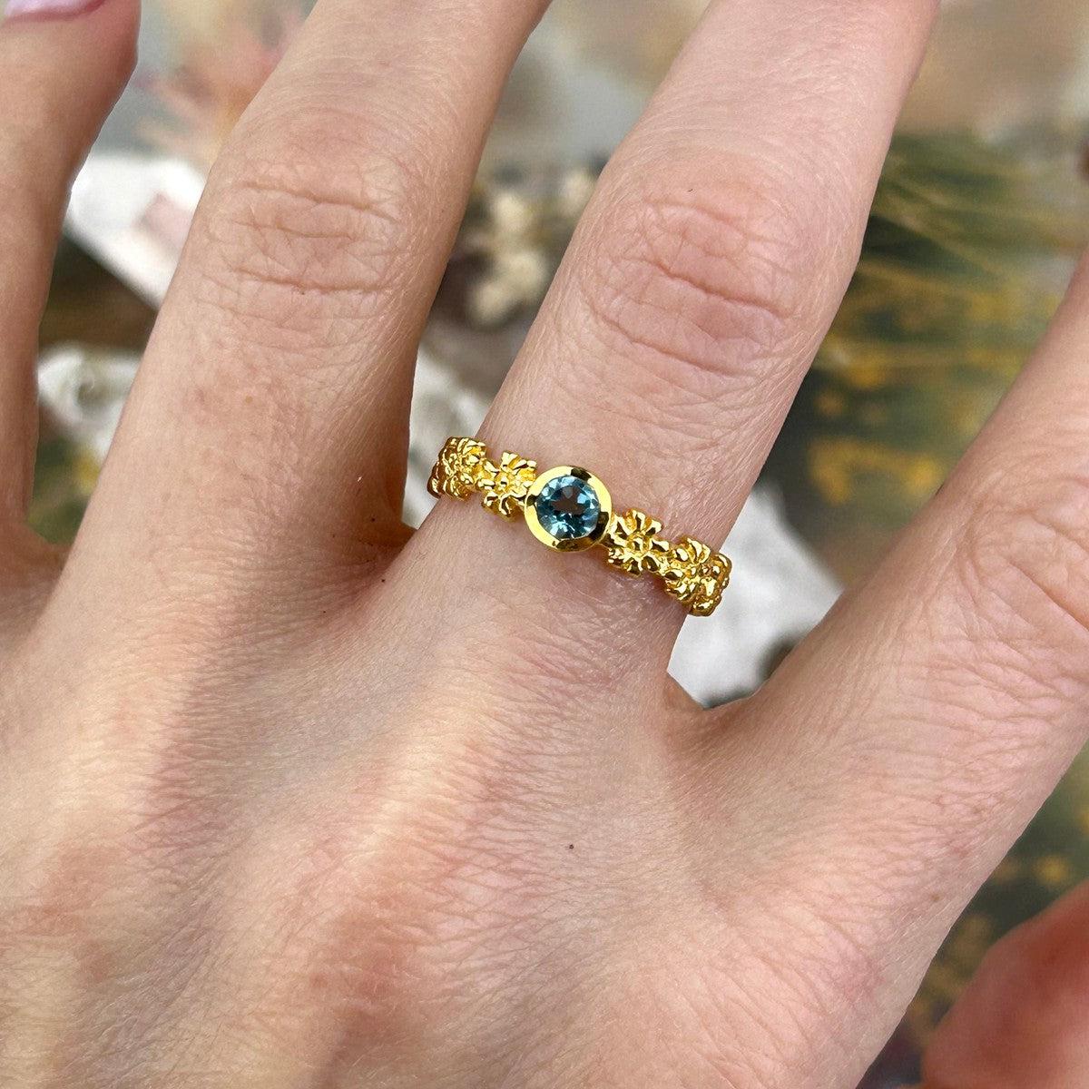 Topaz Gold Flower Ring
