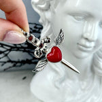 Garnet Encrusted Daggered Winged Heart Pendant