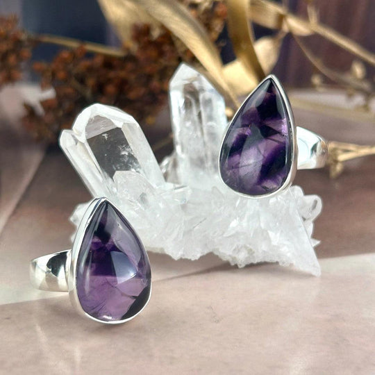 Amethyst Teardrop Rings