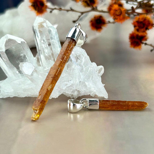 Orange Kyanite Raw Bar Pendants