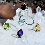 Assorted Gemstone Teardrop Cut Wave Ring