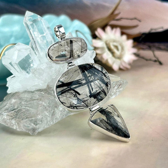 Tourmalated Quartz Large Triple Drop Pendant