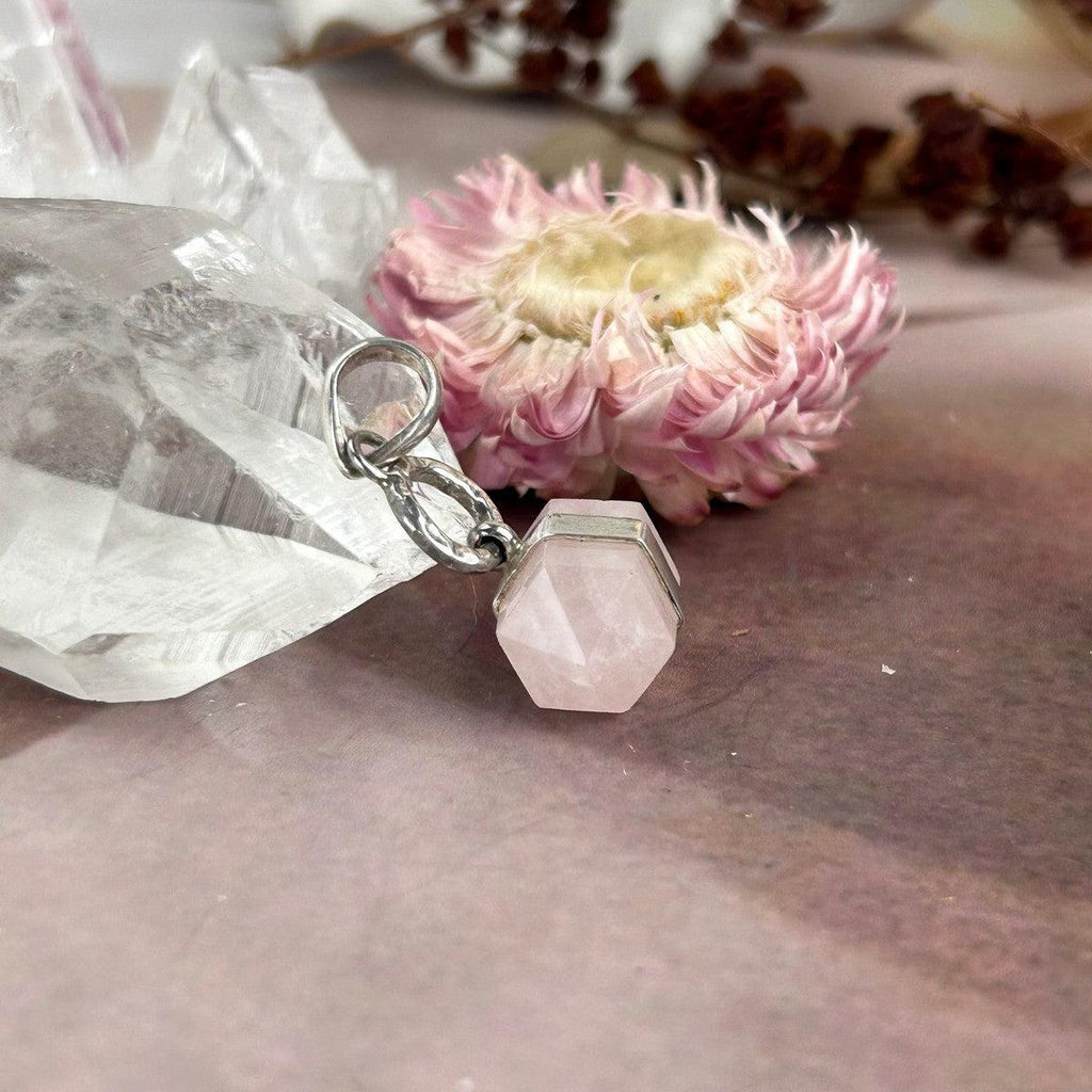 Rose Quartz Crystal Bar Pendant