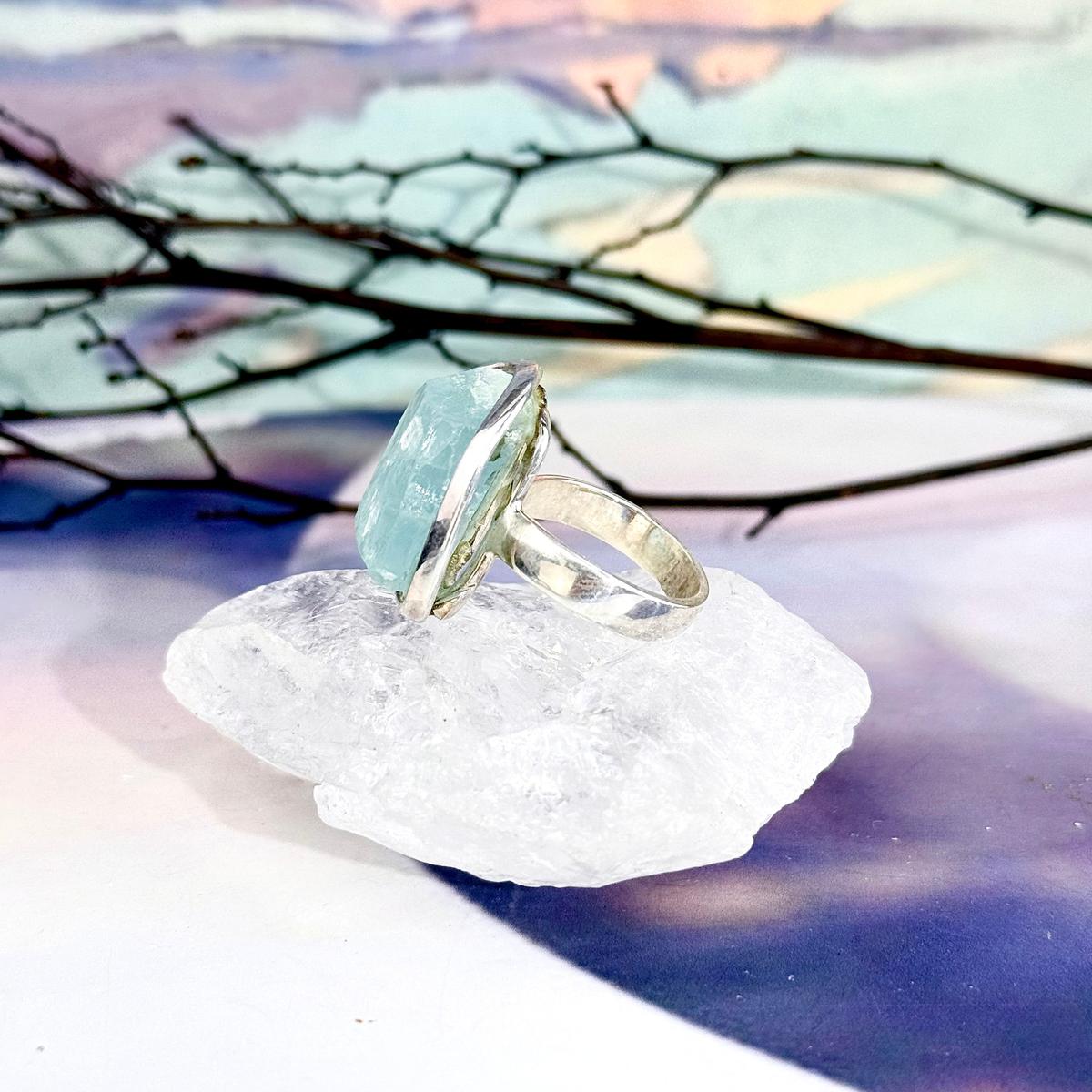 Adjustable Size Aquamarine Ring
