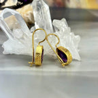 Pear Cut Amethyst Gold Earrings