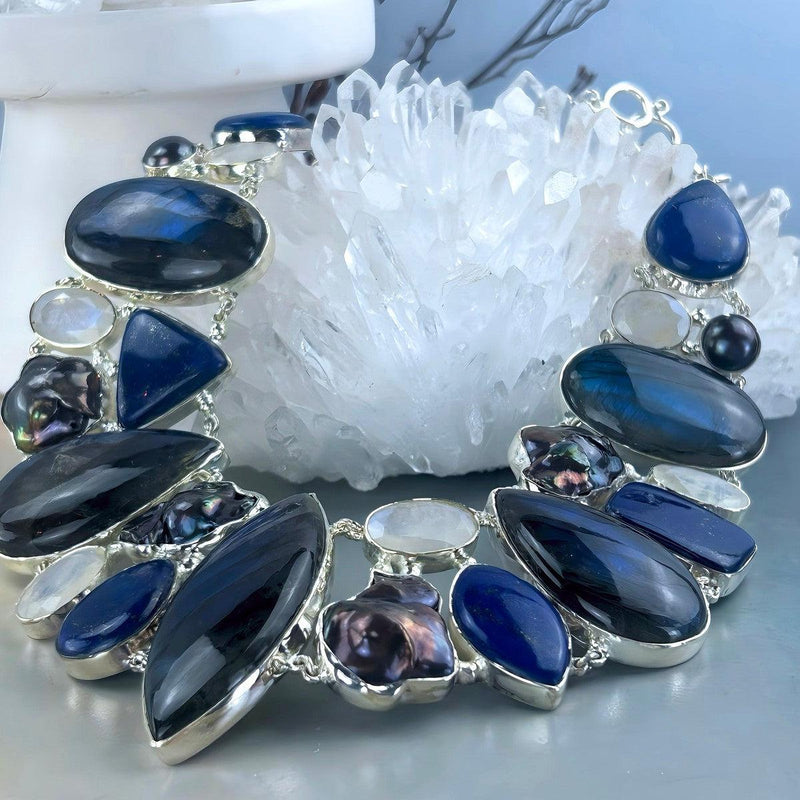 Mixed Blue Stone Gemstone Necklace