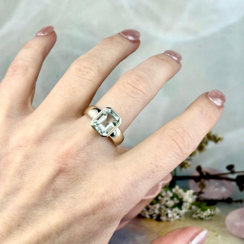 Aquamarine Rectangle Cut Ring