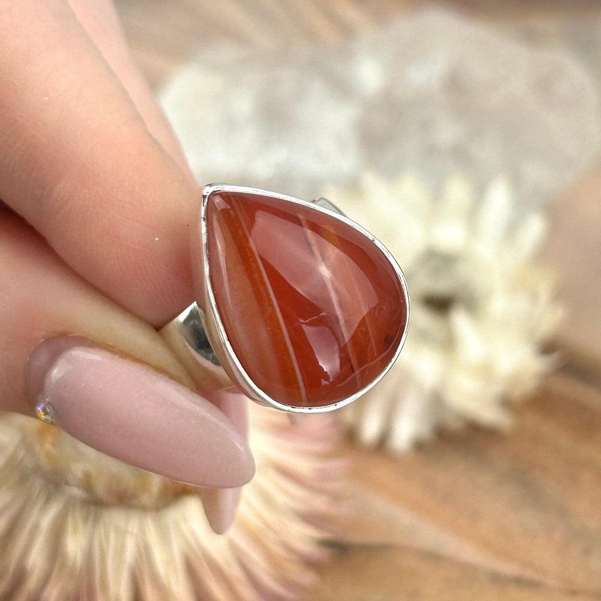 Carnelian Pear Shape Ring