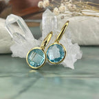Blue Topaz Gold Earrings