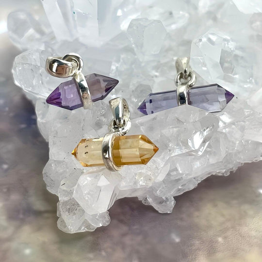 Double Terminated Crystal Point Pendants