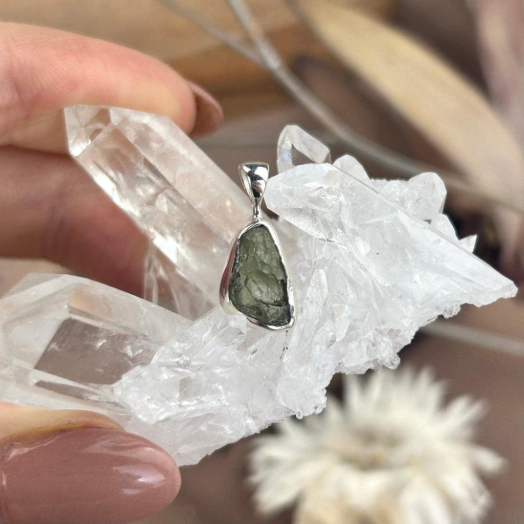 Authentic Moldavite In Sterling Silver Pendant