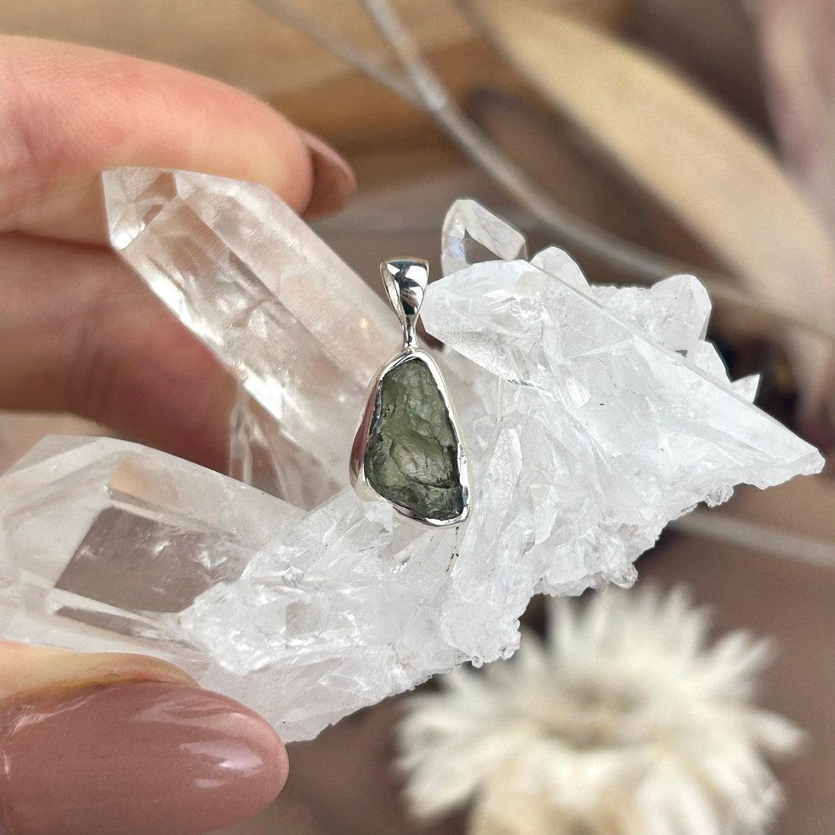 Authentic Moldavite In Sterling Silver Pendant