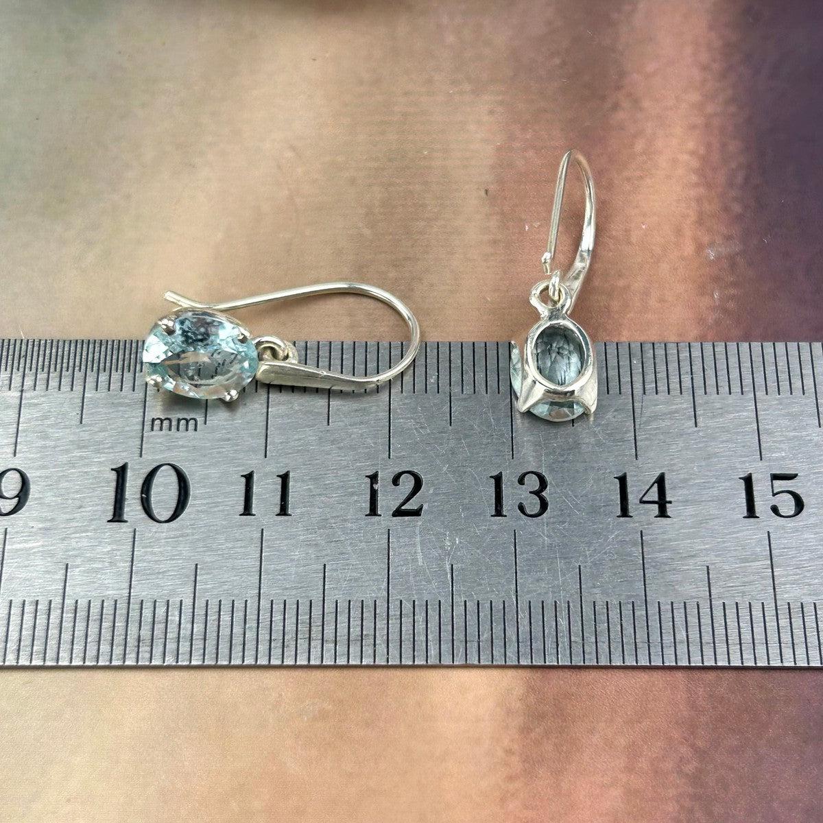 Oval Aquamarine Drop Earrings