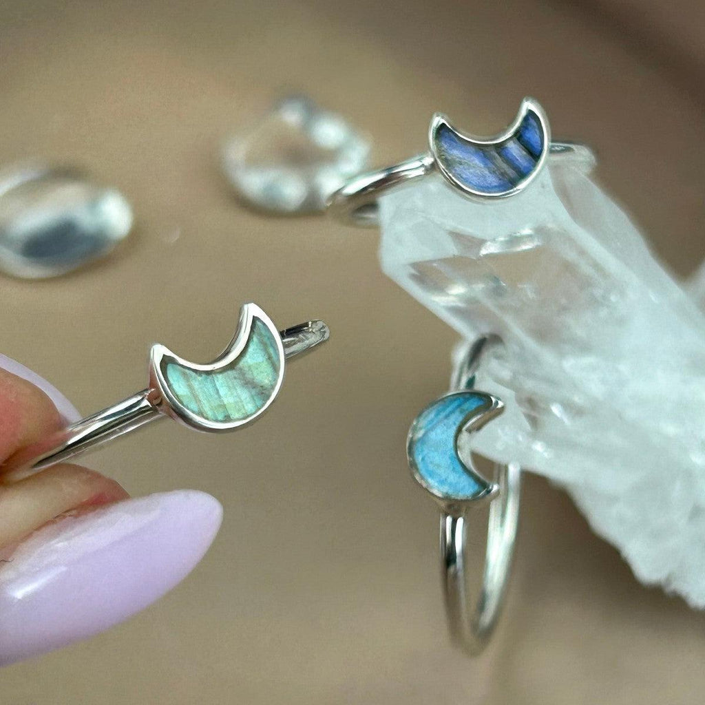 Crescent Moon Crystal Ring