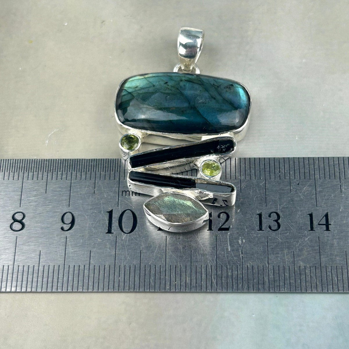 Labradorite And Green Tourmaline Pendant