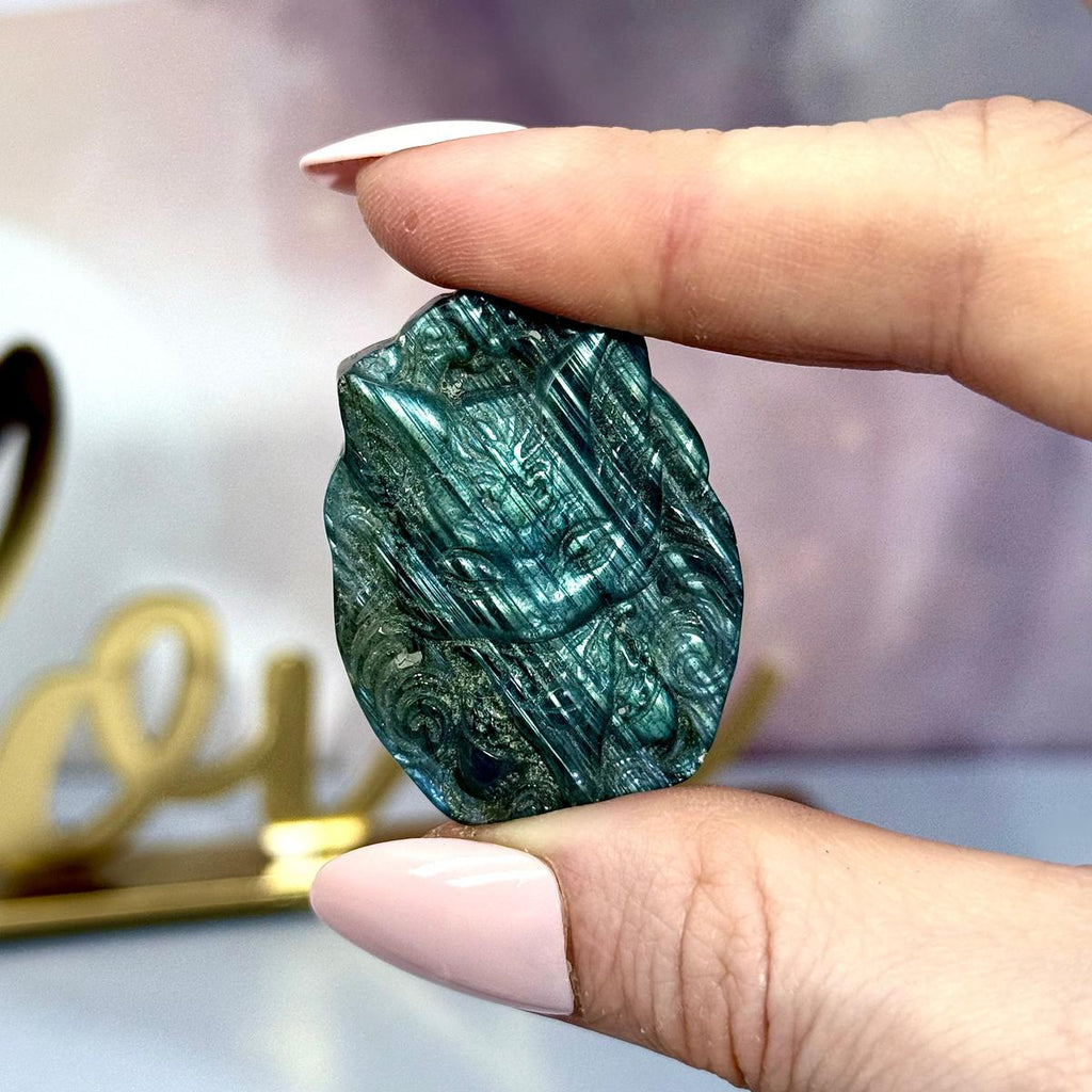 Fox Carved From Labradorite