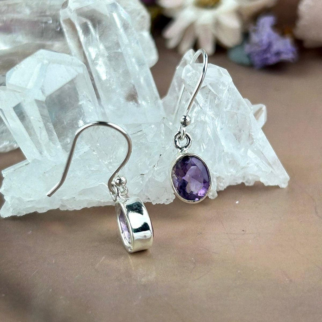 Oval Cut Amethyst Drop Earrings
