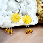 Etched Flower Amber Earrings