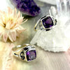 Amethyst Princess Cut Swirl Band Ring