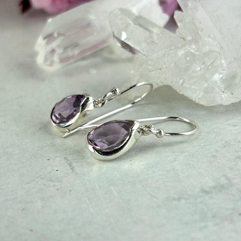 Simple Amethyst Drop Earrings