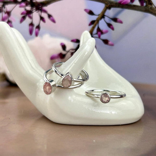 Rose Quartz Assorted Shape Stackable Rings