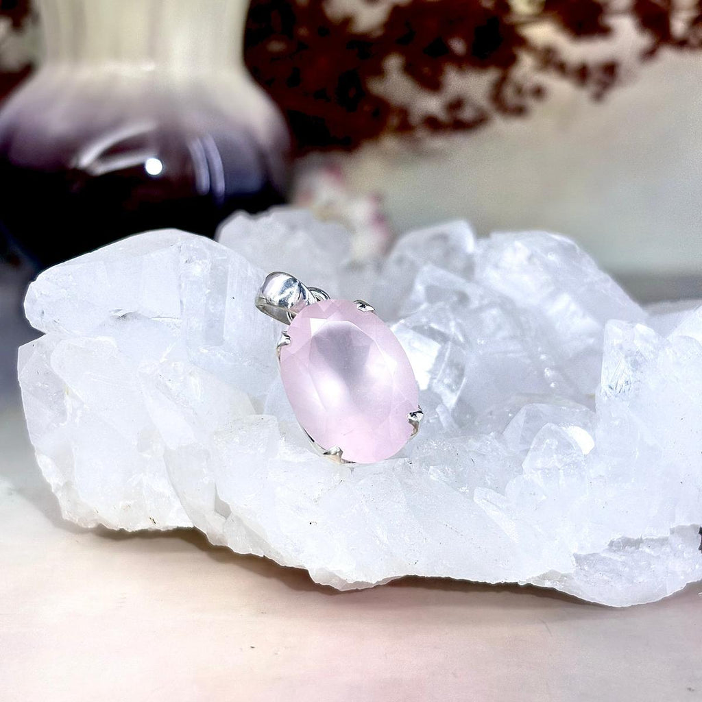 Oval Cut Rose Quartz Pendant