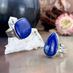 Lapis Lazuli Battered Silver Ring
