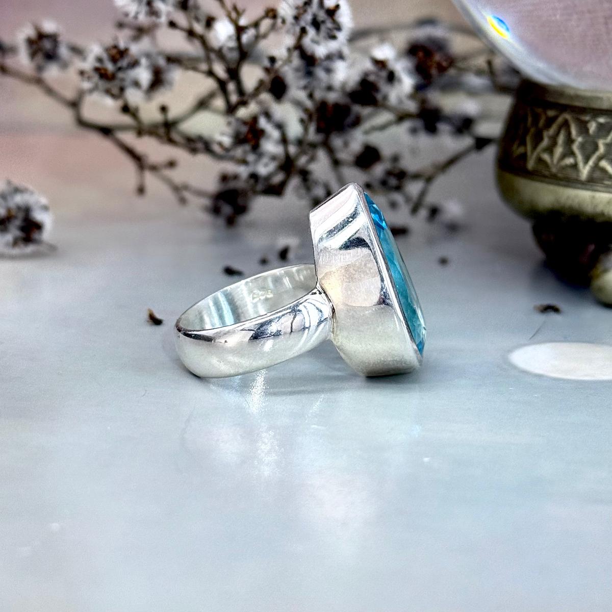 Blue Topaz Teardrop Ring