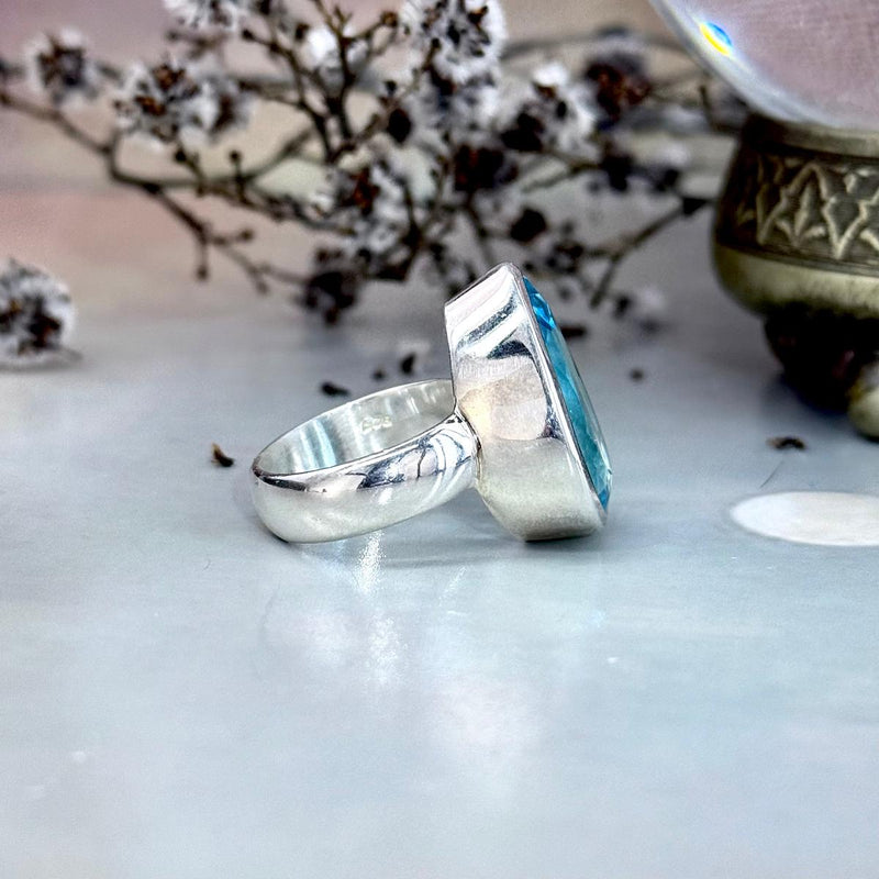 Blue Topaz Teardrop Ring