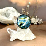 Labradorite Disc Sterling Silver Ring