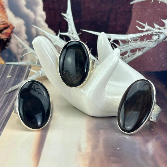 Mahogany Obsidian Oval Rings