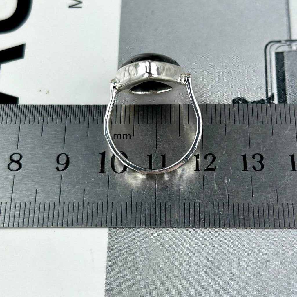 Tempered Silver Black Tourmaline Ring