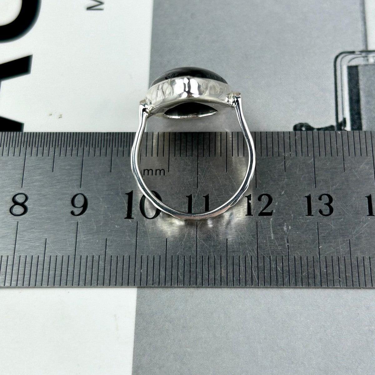 Tempered Silver Black Tourmaline Ring