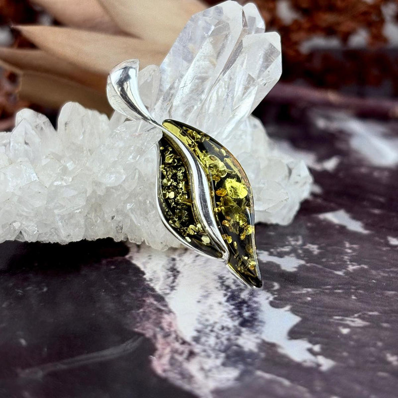 Green Amber Flame Pendant