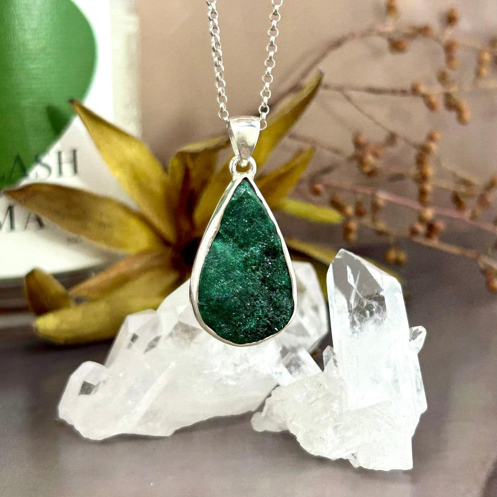 Organic Crystal In Silver Pendant
