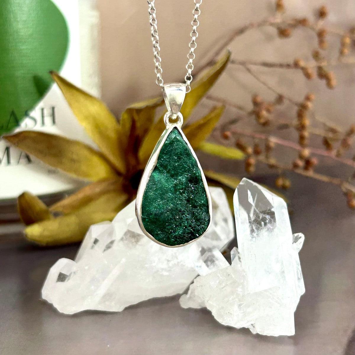 Organic Crystal In Silver Pendant