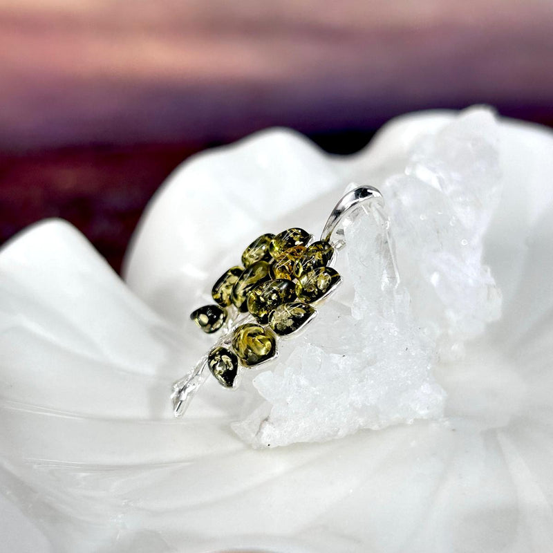Baltic Green Amber Tree Pendant