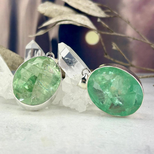 Green Fluorite Oval Pendants